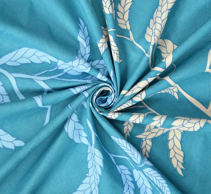 Homefab India 160 TC Glace Cotton Double BedSheet with 2 Pillow Covers -  - Aqua, Floral